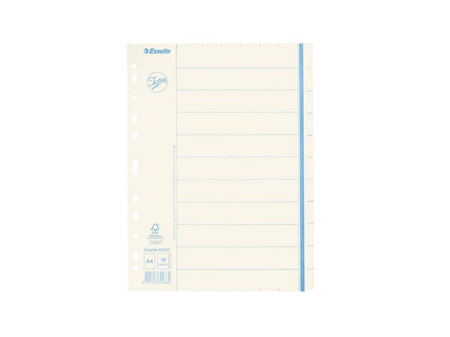 Jopa Pappersregister, otryckt, kraft, 10 delar, A4, vit, st