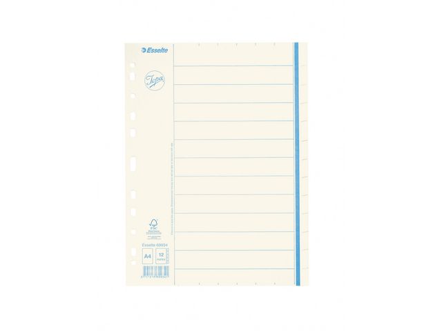 Jopa Pappersregister, otryckt, kraft, 12 delar, A4, vit, st