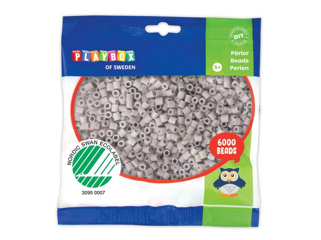 PLAYBOX Rörpärlor gråa 6000/FP, fp om 6000 st