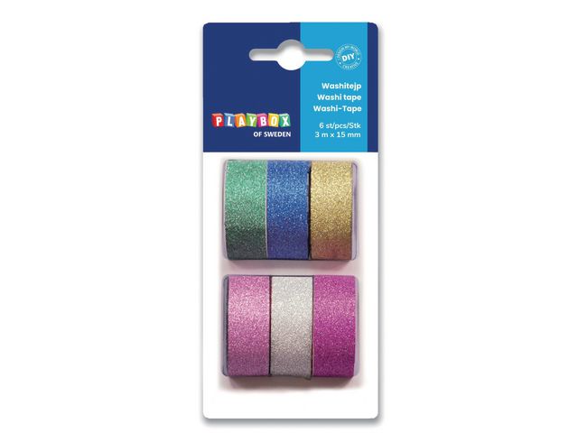 PLAYBOX Washitape glitter 6/FP, fp om 6 st