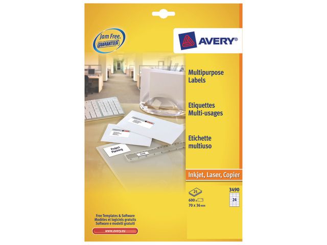 Avery Etikett Premium 70x33,8mm, fp om 2400 st