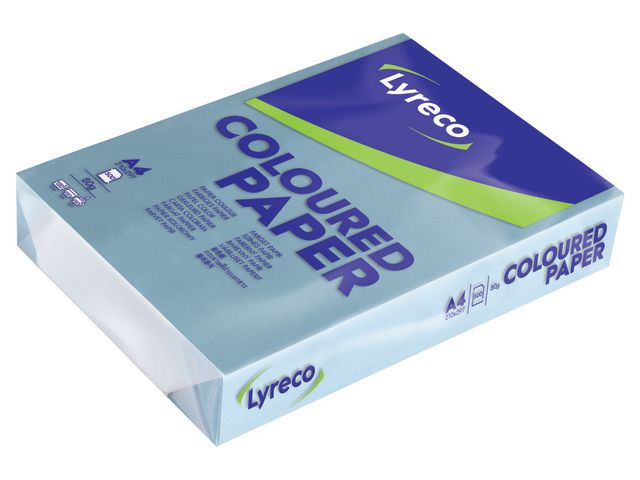Lyreco Kopieringspapper A4 80g ohålat ljusblå, bunt om 500 blad