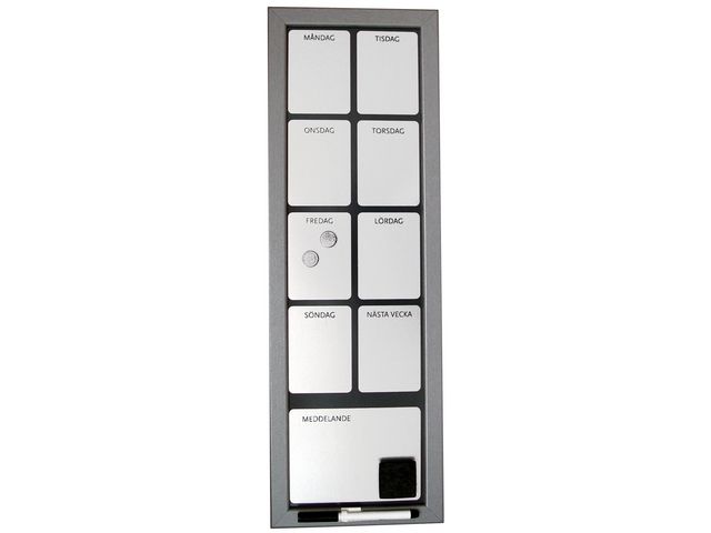 Planeringstavla i whiteboard, 200 mm x 600 mm, magnetisk, silver, st