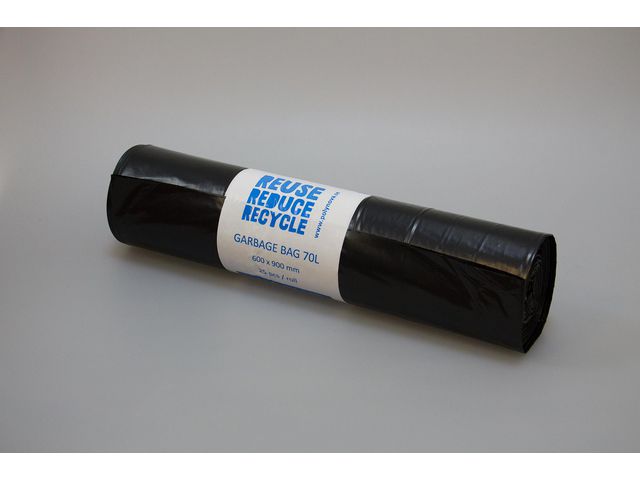 Polynova Plastsäck POLYBLUE 160L 60my svart, rulle om 10 st