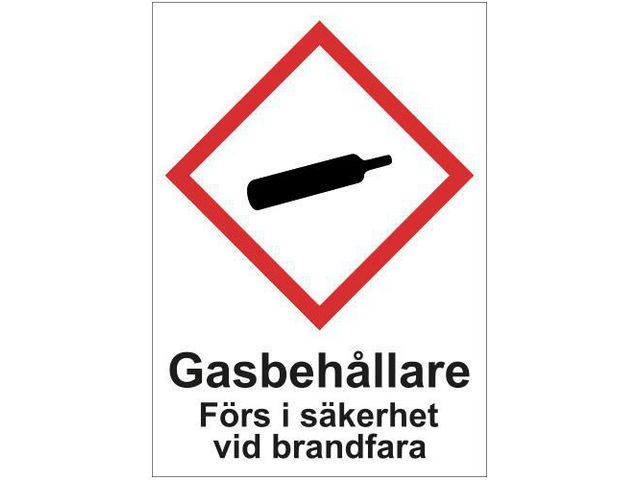 Skylt Gasbehållare A4 Plast, st