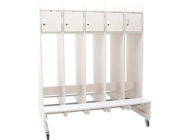 Garderob SPACE golvmod hjul 8 fack vit, st