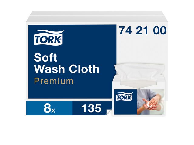 Tork Tvättlapp Premium engångsbruk,1-lag vit, krt. om 8 x 135 st