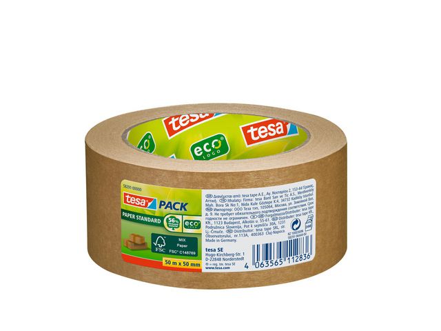 tesa® Packtejp Papper 50mmx50m brun, rulle om 50 m