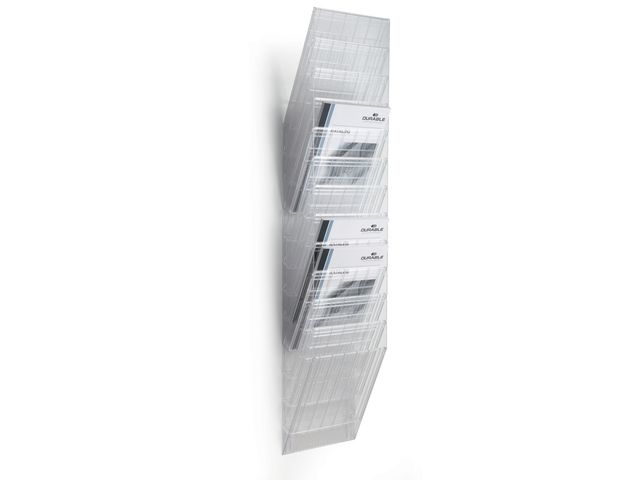 Durable Tidningsställ, FLEXIBOXX, monteras på vägg, 12 fack, A4, transparent, st