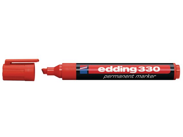 edding Märkpenna Permanent 330 med snedskuren spets, 1–5 mm, röd, st