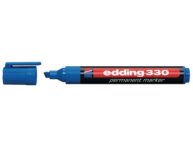 edding Märkpenna Permanent 330 med snedskuren spets, 1–5 mm, blå, st