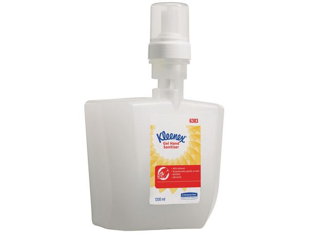 Kleenex® Återfuktande handrengöring med alkohol, patron, 1,2l, gel, genomskinlig, flaska om 1200 ml