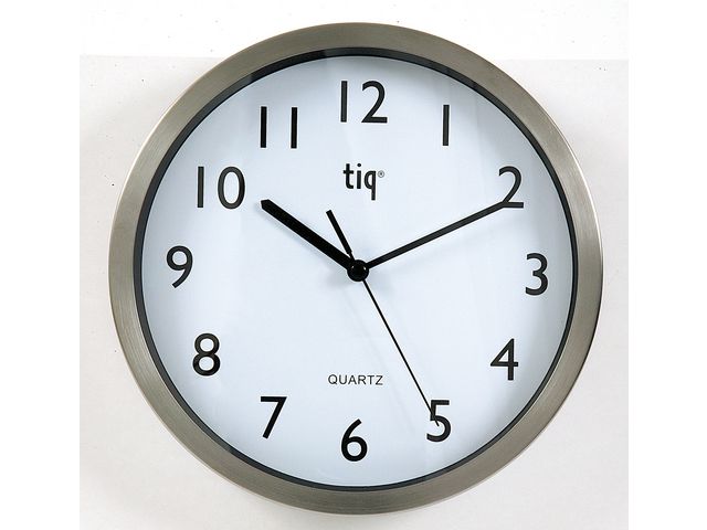 Väggur TIQ 25cm aluminium, st