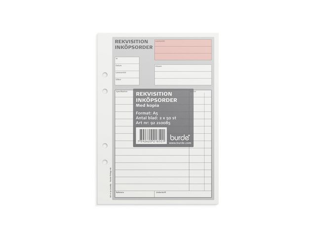 Burde Blankett rekvisition A5 med 1 kopia 2x50 blad, st