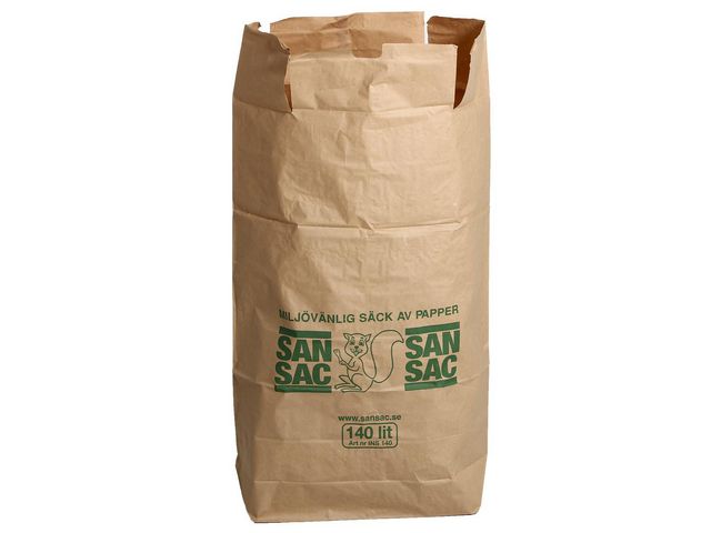 SAN SAC Matavfallspåse papper 140L, fp om 20 st