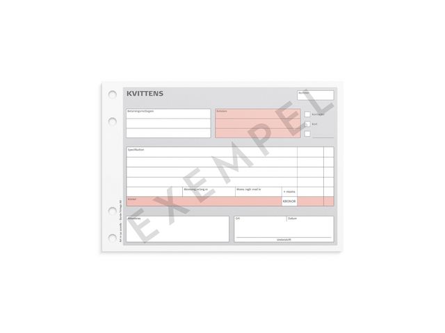 Burde Blankett kvittens A5L med 1 kopia 2x50 blad, st