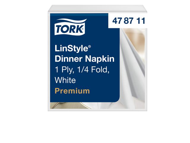 Tork Engångsservett, 1-lagers, präglad, ¼-vikt, 39 cm, vit, fp om 50 st