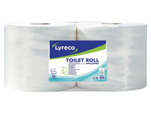 Lyreco Toalettpapper Maxi Jumbo 2-lagers vit, fp om 6 rullar