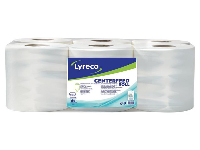Lyreco Torkrulle Maxi Centerfeed 2-lagers vit, fp om 6 rullar