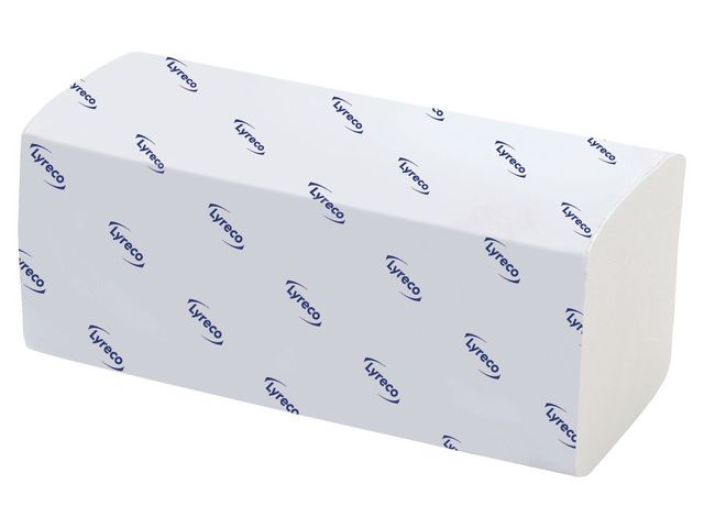 Lyreco Pappershandduk singlefold 2-lagers vit, krt. om 20 x 190 st