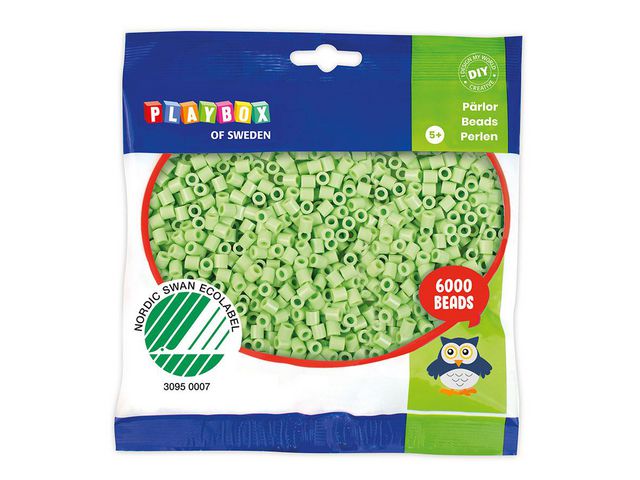 PLAYBOX Rörpärlor pastell grön 6000/fp, fp om 6000 st