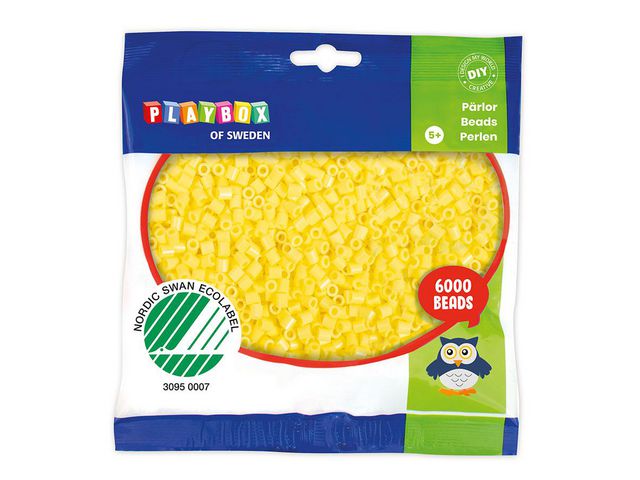 PLAYBOX Rörpärlor pastell gul 6000/fp, fp om 6000 st