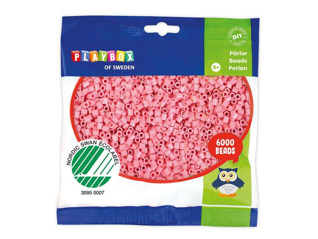PLAYBOX Rörpärlor pastell rosa 6000/fp, fp om 6000 st