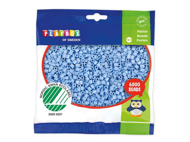 PLAYBOX Rörpärlor pastell blå 6000/fp, fp om 6000 st