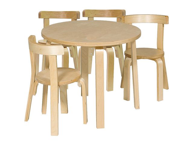 Lekvråmöbelset björk 1 bord 4 stolar, set om 5 st