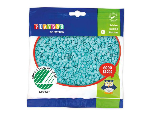 PLAYBOX Rörpärlor pastell turkos 6000/fp, fp om 6000 st