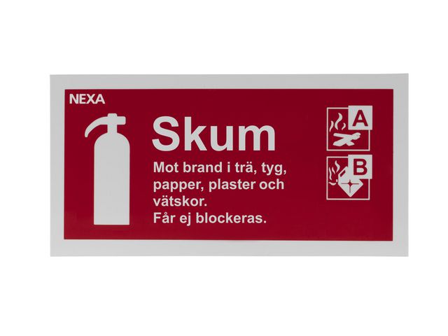 NEXA Skylt Brandsläckare Skum 10x20cm, st