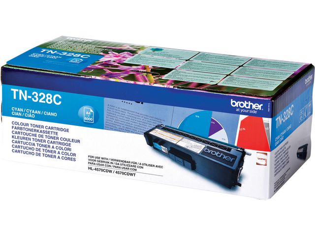Brother Toner, 328C, cyan, singelförpackning, TN-328C, st