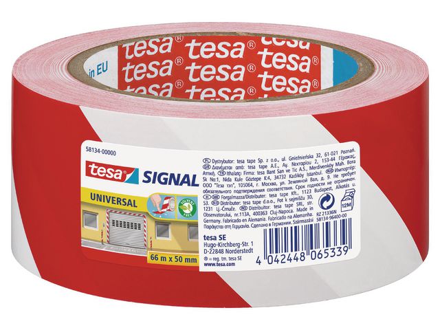 tesa® Golvmarkering 50mmx66m röd/vit, rulle om 66 m