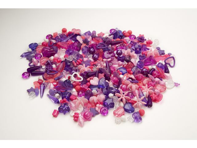 PLAYBOX Plastpärlor mix lila/rosa, fp om 1000 st