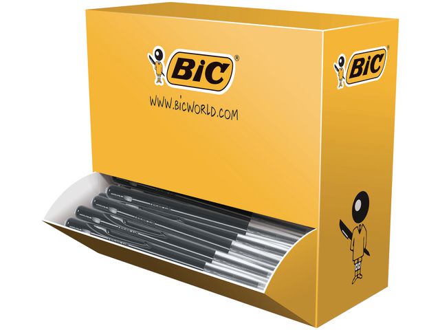 BIC® Kulpenna, M10 Clic™, mediumspets på 1 mm, svart skaft, svart bläck, fp om 100 st