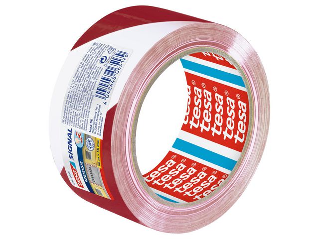 tesa® Golvmarkering 50mmx66m röd/vit, rulle om 66 m