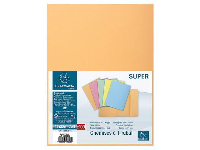 Exacompta Mapp 1-klaff 160g peach, fp om 100 st