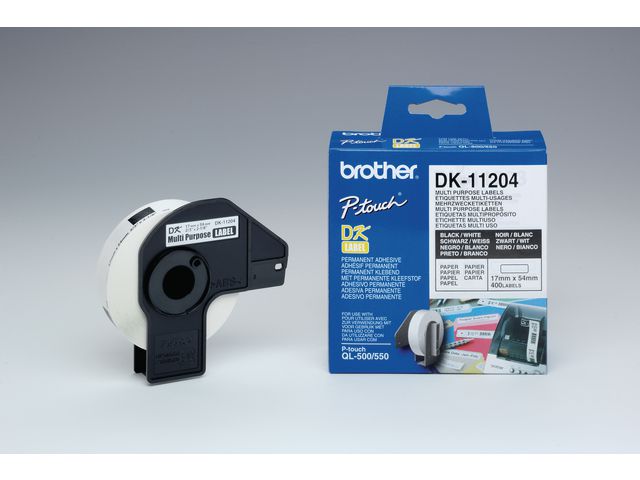 Brother Adressetiketter, P-Touch DK-11209, 29 x 62 mm, permanent självhäftande, svart och vit, rulle om 800 st