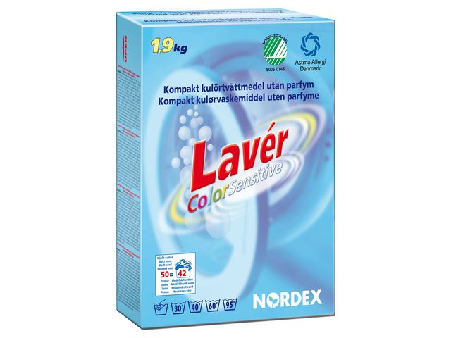 NORDEX Tvättmedel LAVÉR Color Sensitive 1,9kg, fp om 1900 g
