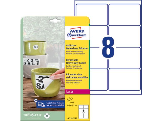 AVERY Zweckform Etikett Heavy duty Lab WH 99,1x67,7mm, fp om 160 st