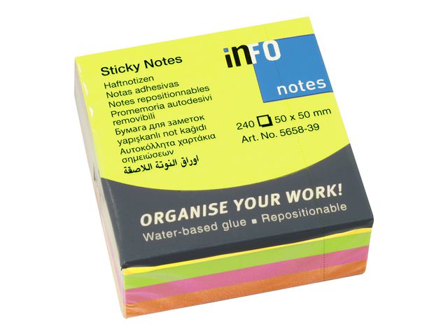 info Notes kub 50x50mm neon, st
