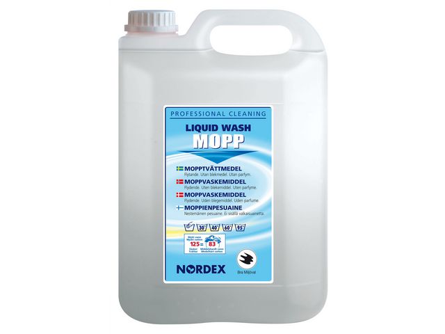 NORDEX Tvättmedel, lågskummande, fritt från blekmedel, oparfymerat, 125 tvättar, 5L, flaska om 5 l