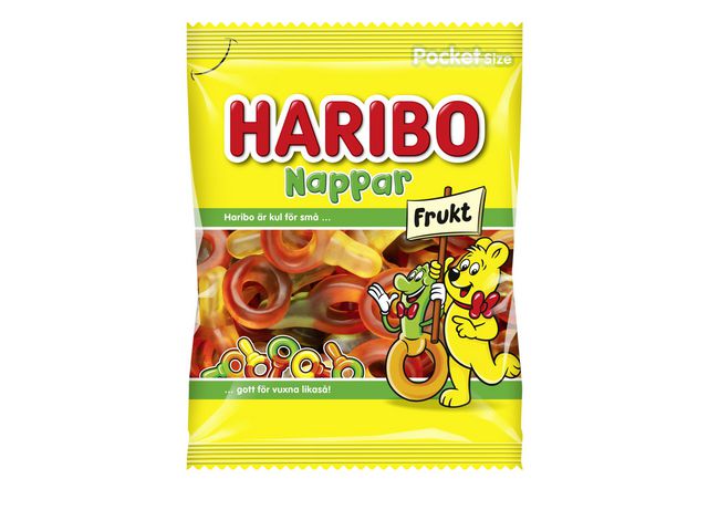 HARIBO Godis Nappar Frukt 80g, krt. om 24 st