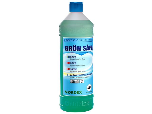 NORDEX Allrengöring Grönsåpa, luktfri, grön, 1l, st