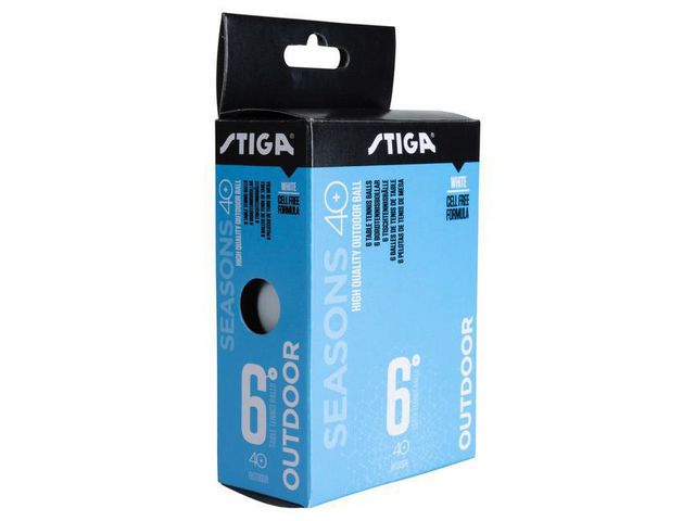 STIGA Bordtennisboll Seasons Outdoor, vit, fp om 6 st