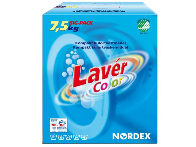 NORDEX Tvättpulver Lavér Colour, lågskummande, färg, parfymerad, 7,5 kg, st