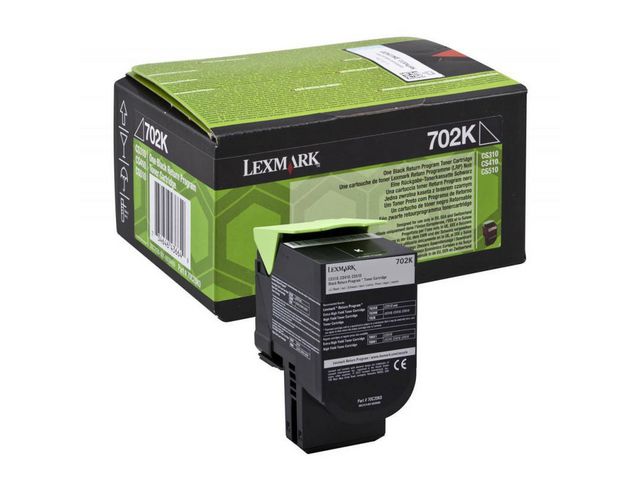 Lexmark Toner, 702K, svart, singelförpackning, 70C20K0, st