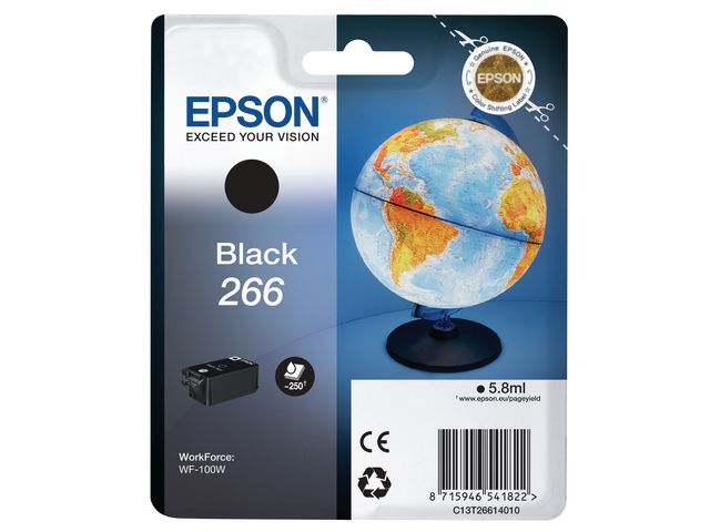 Epson Bläckpatron, Globe, 266, svart, singelförpackning, C13T26614010, st