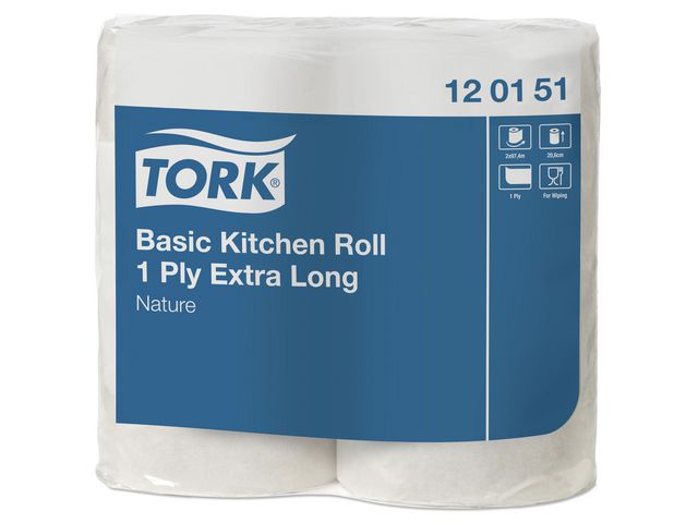 Tork Hushållspapper Universell köksrulle, rulle, 1-lagers, 20 cm x 97 m, vit, fp om 2 rullar