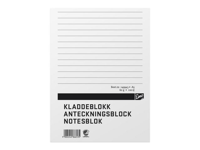 Legacy Own Brand Anteckningsblock A5 100 blad linjerat ohålat TräFritt, block om 100 blad